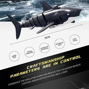 2.4G Remote Control Shark Toy 1:18 Scale High Simulation Shark Shark for Swimming Pool Bathroom Great Gift RC Boat Toys for 6+ Year Old Boys and Girls (with 2 Batteries)