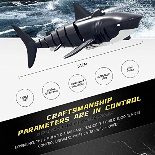 2.4G Remote Control Shark Toy 1:18 Scale High Simulation Shark Shark for Swimming Pool Bathroom Great Gift RC Boat Toys for 6+ Year Old Boys and Girls (with 2 Batteries)