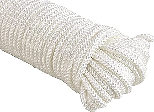 ATERET 1/4 inch by 80 Feet Nylon Rope I Multipurpose Flagline Rope, UV Resistant & Excellent Shock Absorption I Ideal Use for Camping, Clothesline & Marine (1-Pack)