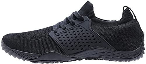 WHITIN Men's Trail Running Shoes Minimalist Barefoot Wide Width Size 11 Toe Box Gym Workout Fitness Low Zero Drop Sneakers Treadmill Free Black 44