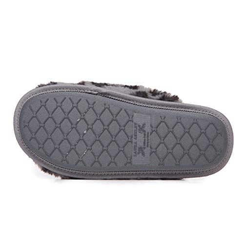 Laura Ashley Scuff Slippers, Plush Animal Print Slip-Ons for Women with Memory Foam Insole, Grey, Large