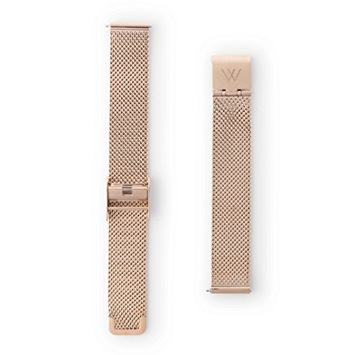 WRISTOLOGY Rose Gold Metal Mesh 22mm Watch Band - Quick Release Milanese Stainless Steel Easy Change Mens Womens Strap