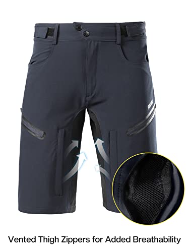 ARSUXEO Mens Bike Shorts,Cycling Shorts,Mountain Bike Shorts MTB Shorts Loose Fit with Moisture-Wicking Waistband Dark Grey Size Medium