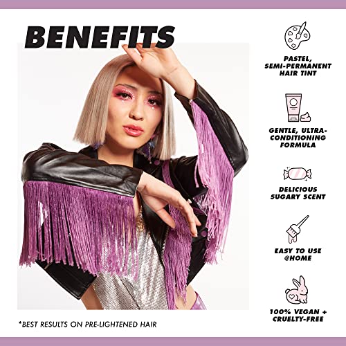 Lime Crime Pastel Colored Unicorn Hair Tint, Oyster (Lavender Grey) - Damage-Free Semi-Permanent Hair Color Conditions & Moisturizes - Temporary Hair Dye Kit Has Sugary Citrus Vanilla Scent - Vegan