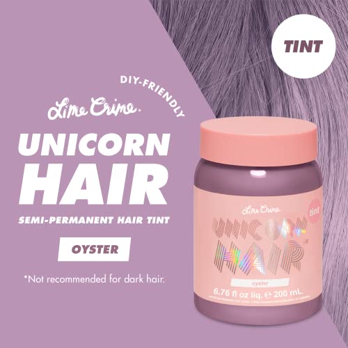 Lime Crime Pastel Colored Unicorn Hair Tint, Oyster (Lavender Grey) - Damage-Free Semi-Permanent Hair Color Conditions & Moisturizes - Temporary Hair Dye Kit Has Sugary Citrus Vanilla Scent - Vegan