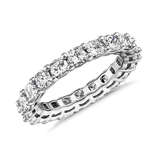 PAVOI 14K White Gold Plated Rings Cubic Zirconia Love Ring | 3mm Stackable Rings for Women | White Gold Rings for Women Size 9