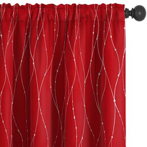 deconovo black out curtains for bedroom windows, curtains and drapes 72 inch long - energy efficient drapes, room darkening curtains for bedroom (w52 x l72 inch, red, set of 2)
