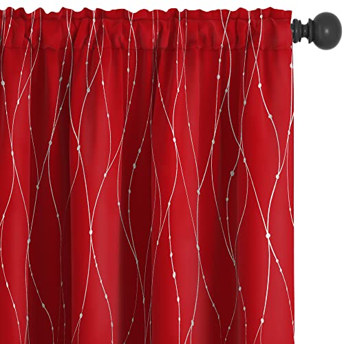 Deconovo Black Out Curtains for Bedroom Windows, Curtains and Drapes 72 Inch Long - Energy Efficient Drapes, Room Darkening Curtains for Bedroom (W52 x L72 Inch, Red, Set of 2)