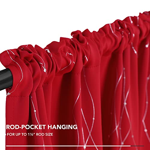 Deconovo Black Out Curtains for Bedroom Windows, Curtains and Drapes 72 Inch Long - Energy Efficient Drapes, Room Darkening Curtains for Bedroom (W52 x L72 Inch, Red, Set of 2)