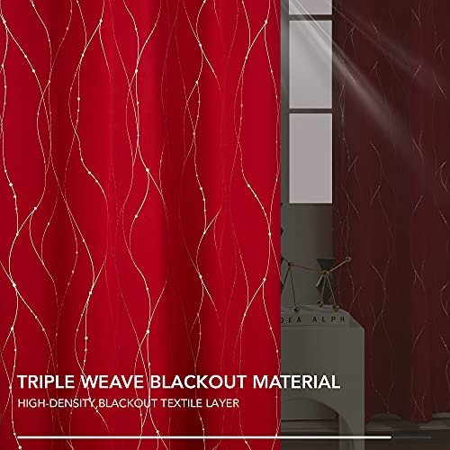 Deconovo Black Out Curtains for Bedroom Windows, Curtains and Drapes 72 Inch Long - Energy Efficient Drapes, Room Darkening Curtains for Bedroom (W52 x L72 Inch, Red, Set of 2)