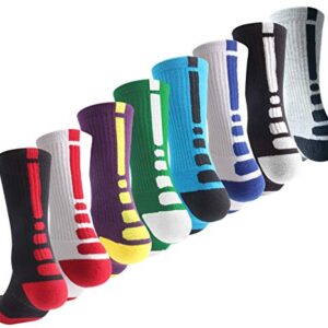 OLCHEE Boys Sock Basketball Soccer Hiking Ski Athletic Outdoor Sports Thick Calf High Elite Crew Sock 8 Pack B, Size S