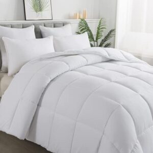 ELNIDO QUEEN California King Comforter Duvet Insert - White Comforters California King Size -All Season Fluffy Lightweight Down Alternative Comforter -Bed Quilted Comforter Cal King Size(104×96 Inch)