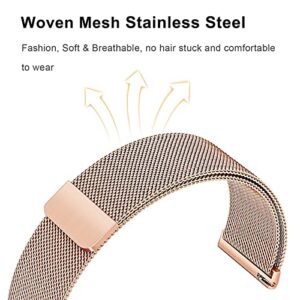 Compatible with Galaxy Watch 3 45mm/Samsung Galaxy Watch 46mm/Gear S3 Frontier/Classic Band, 22mm Stainless Steel Strap Replacement for Pro/Samsung Galaxy Watch 46mm Smartwatch (Rose gold)