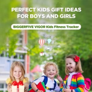 BIGGERFIVE Vigor Kids Fitness Tracker for Girls Boys Ages 5-15, Kids Watch with IP68 Waterproof, Pedometer, Kids Activity Tracker with Heart Rate Sleep Monitor, Calorie Step Counter Watch