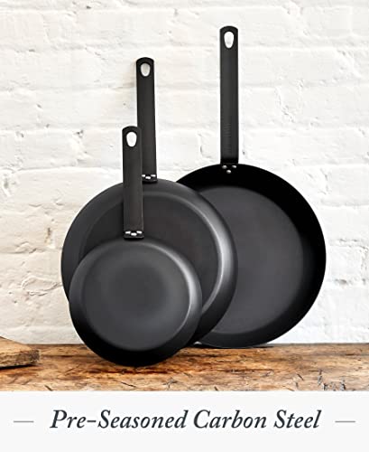 Merten & Storck Pre-Seasoned Carbon Steel Induction 8" Frying Pan Skillet, Oven Safe, Black