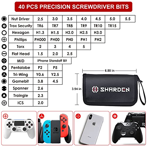 SHARDEN Precision Screwdriver Set 56 in 1 Magnetic Driver Kit Professional Electronics Repair Tool Kit with Portable Bag for iPhone, Smartphone, iPad, PC, Computer, Laptop, Tablet, Game Console, Watch