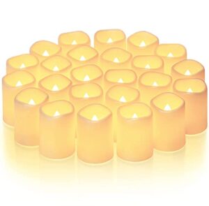 homemory 24pack flickering flameless votive candles, 200+hour long lasting electric fake candles, battery operated led tealight for wedding, christmas decorations, outdoor (battery included)