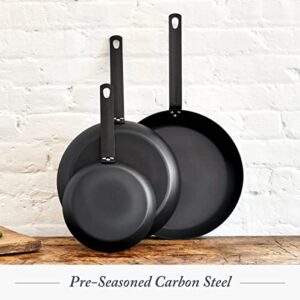 Merten & Storck Pre-Seasoned Carbon Steel Induction 12" Frying Pan Skillet, Oven Safe, Black