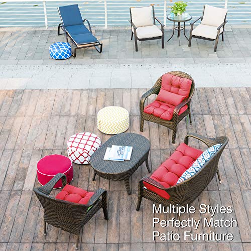 QILLOWAY Outdoor Seat/Back Chair Cushion Tufted Pillow, Spring/Summer Seasonal Replacement Cushions - Pack of 4 (Red)