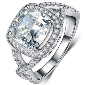jude jewelers platinum plated 3.0 carat princess cut cubic zircon simulated diamond wedding engagement proposal ring (silver, 6)