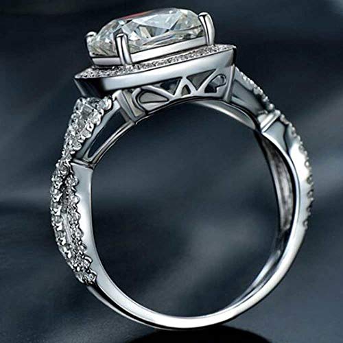 Jude Jewelers Platinum Plated 3.0 Carat Princess Cut Cubic Zircon Simulated Diamond Wedding Engagement Proposal Ring (Silver, 6)