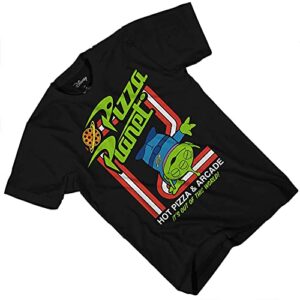 Mens Toy Story Group Shirt - Woody, Buzz Lightyear, Rex & Pizza Planet Aliens - Made in The 90s Kanji Classic T-Shirt (Black Aliens, Small)