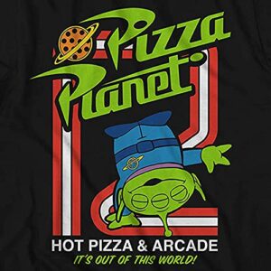 Mens Toy Story Group Shirt - Woody, Buzz Lightyear, Rex & Pizza Planet Aliens - Made in The 90s Kanji Classic T-Shirt (Black Aliens, Small)