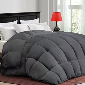 coonp all season queen comforter cooling down alternative quilted duvet insert with corner tabs,winter warm hotel comforter,machine washable-88 x 88 inches,grey