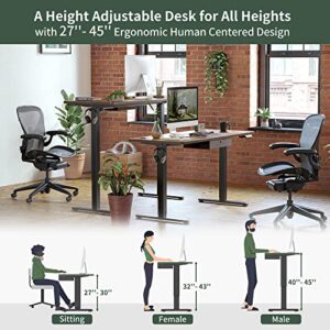 FEZIBO 55 x 24 Inches Standing Desk with Drawer, Adjustable Height Electric Stand up Desk, Sit Stand Home Office Desk, Ergonomic Workstation Black Steel Frame/Rustic Brown Tabletop