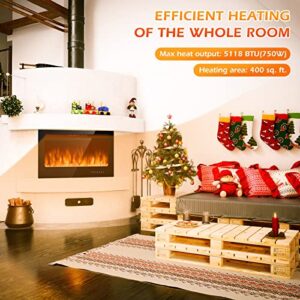 ARLIME Electric Fireplace Insert 36 Inch Wide Wall Mounted, in Wall Electric Fireplace Electric with Remote Control, Timer, Touch Screen, 9 Adjustable Flame Colors, Smokeless Stove Heater, 750W/1500W