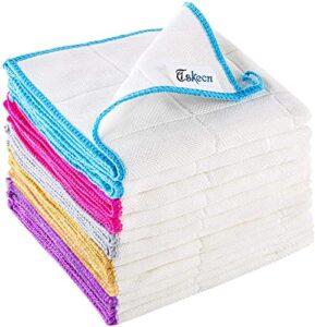 10 pcs kitchen dish cloths set, premiunm bamboo fiber dishcloth towels. reusable and absorbent dish cloths & dish towels，suitable for kitchen bathroom and cleaning counters，(12” x 12”)