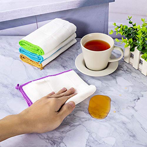 10 Pcs Kitchen Dish Cloths Set, Premiunm Bamboo Fiber Dishcloth Towels. Reusable and Absorbent Dish Cloths & Dish Towels，Suitable for Kitchen Bathroom and Cleaning Counters，(12” x 12”)