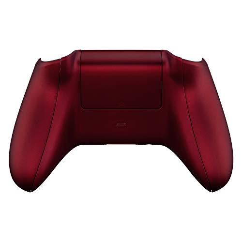 eXtremeRate Soft Touch Grip Custom Bottom Shell Back Panels for Xbox One S & One X Controller, Scarlet Red Replacement Back Shell Side Rails w/Battery Cover for Xbox One S X Controller Model 1708