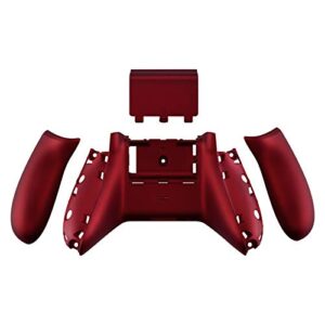 eXtremeRate Soft Touch Grip Custom Bottom Shell Back Panels for Xbox One S & One X Controller, Scarlet Red Replacement Back Shell Side Rails w/Battery Cover for Xbox One S X Controller Model 1708