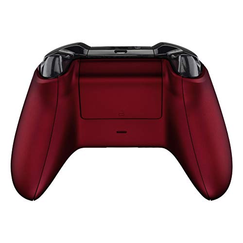 eXtremeRate Soft Touch Grip Custom Bottom Shell Back Panels for Xbox One S & One X Controller, Scarlet Red Replacement Back Shell Side Rails w/Battery Cover for Xbox One S X Controller Model 1708