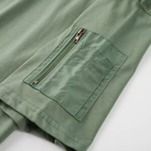 KLIEGOU Mens 100% Cotton Hipster Hip Hop Crewneck T-Shirt with Zip Pocket (TS216 Light Green, Small)