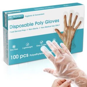 keppi 100pcs plastic gloves | bpa & latex free | perfect food handling gloves | food safe disposable gloves for cooking | bulk food safe gloves | one size great fit