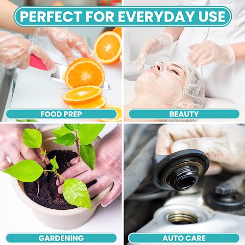 Keppi 100pcs Plastic Gloves | BPA & Latex Free | Perfect Food Handling Gloves | Food Safe Disposable Gloves for Cooking | Bulk Food Safe Gloves | One Size Great Fit