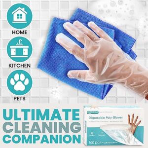 Keppi 100pcs Plastic Gloves | BPA & Latex Free | Perfect Food Handling Gloves | Food Safe Disposable Gloves for Cooking | Bulk Food Safe Gloves | One Size Great Fit