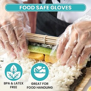 Keppi 100pcs Plastic Gloves | BPA & Latex Free | Perfect Food Handling Gloves | Food Safe Disposable Gloves for Cooking | Bulk Food Safe Gloves | One Size Great Fit