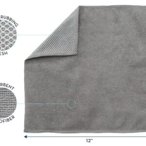 S&T INC. Microfiber Dish Cloths for Washing Dishes, Microfiber Cleaning Cloths for Kitchen Cleaning With Poly Scour Scrubbing Side, Grey, 12 Inch x 12 Inch, 10 Pack