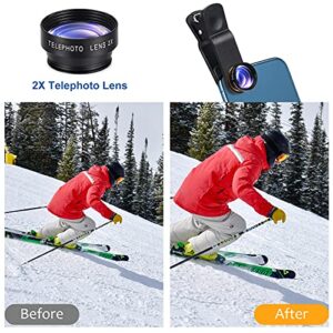 New fgzefort 11 in 1 Cell Phone Lens Kit Wide Angle Lens & Macro Lens+Fisheye Lens+Telephoto Lens+CPL/Flow/Radial/Star/Soft Filter+Kaleidoscope Lens Compatible for iPhone and Most of Smartphone