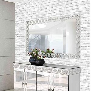 practicalWs 17.71''×236.2'' White/Gray Brick Pattern Wallpaper Self-Adhesive 3D Effect Wall Paper Peel and Stick Removable Vinyl Film for Home Decoration, Cover Furniture, Christmas Wall Decoration