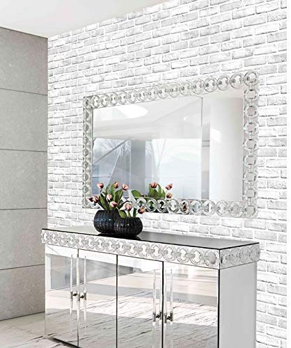 practicalWs 17.71''×236.2'' White/Gray Brick Pattern Wallpaper Self-Adhesive 3D Effect Wall Paper Peel and Stick Removable Vinyl Film for Home Decoration, Cover Furniture, Christmas Wall Decoration