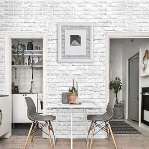 practicalWs 17.71''×236.2'' White/Gray Brick Pattern Wallpaper Self-Adhesive 3D Effect Wall Paper Peel and Stick Removable Vinyl Film for Home Decoration, Cover Furniture, Christmas Wall Decoration
