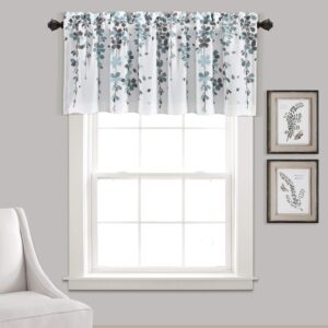 lush decor valance weeping flower room darkening window curtain, blue & gray