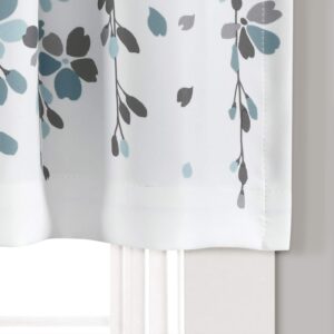 Lush Decor Valance Weeping Flower Room Darkening Window Curtain, Blue & Gray