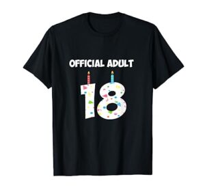 18th birthday official adult 18 years old t-shirt