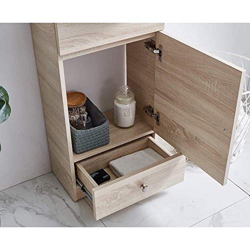 18 Inch Bathroom Vanity, Small Narrow Bath Vanity With Sink Combo, Modern Gray Wood RV Freestanding Storage Bathroom Vanity Cabinet Set, White Ceramic Vessel Sink For Small Space, 1 Door 1 Drawer