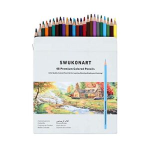 SWUKONART Colored Pencils Set 48 Colors 3.9mm Premium Soft Core, Artist Quality Color Pencil for Adults Kids School Students Teachers Coloring Book, Drawing, Sketching, Crafting